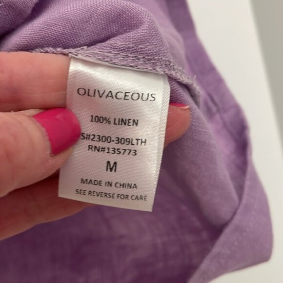 Linen Lavender Ruffle Sleeve Women's Top by olivaceous - Picture 4 of 4